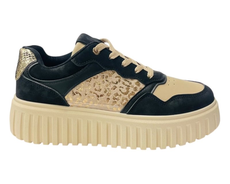 Faux Leather Platform Lace Up Trainers - Trainers - British D'sire