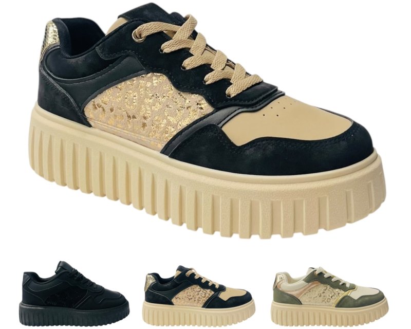 Faux Leather Platform Lace Up Trainers - Trainers - British D'sire