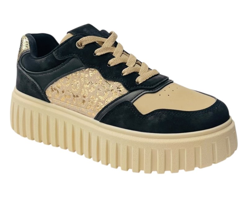 Faux Leather Platform Lace Up Trainers - Trainers - British D'sire