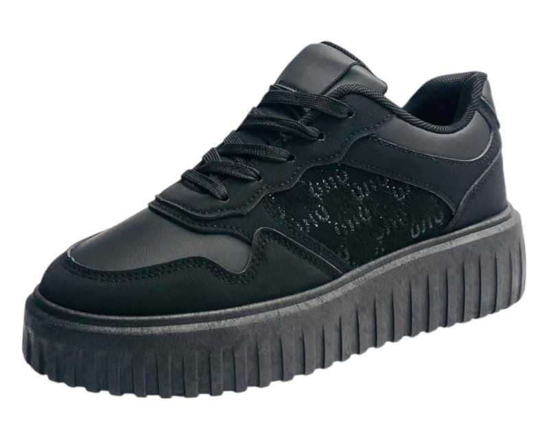 Faux Leather Platform Lace Up Trainers - Trainers - British D'sire