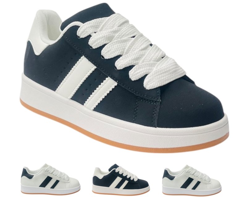 Faux Leather Sports Lace Up Trainers - Trainers - British D'sire Main image