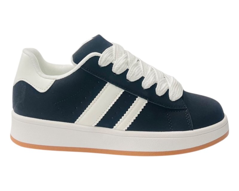 Faux Leather Sports Lace Up Trainers - Trainers - British D'sire