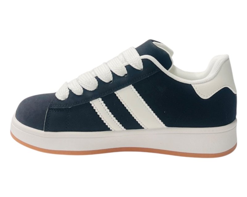 Faux Leather Sports Lace Up Trainers - Trainers - British D'sire