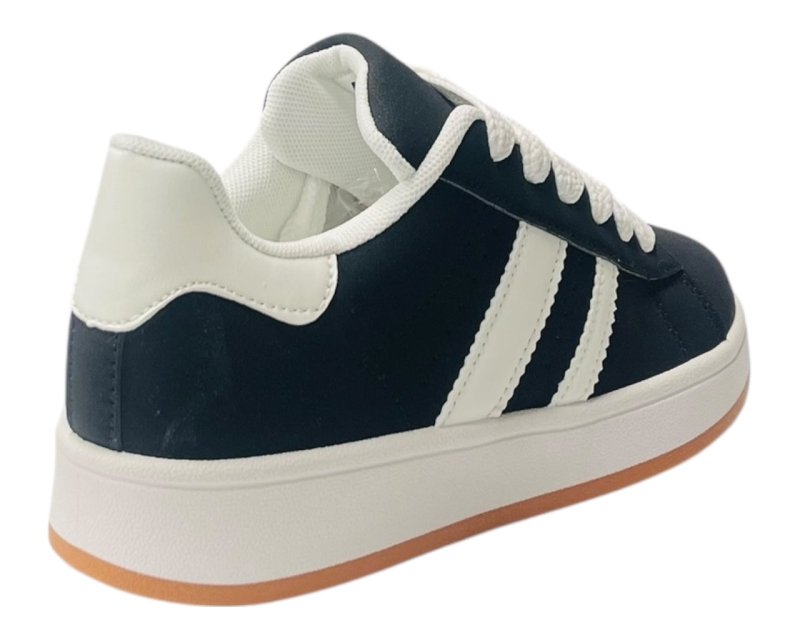 Faux Leather Sports Lace Up Trainers - Trainers - British D'sire