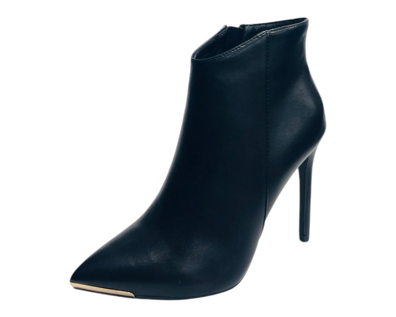 Faux Leather Stiletto Heel Ankle Boots - Boots - British D'sire