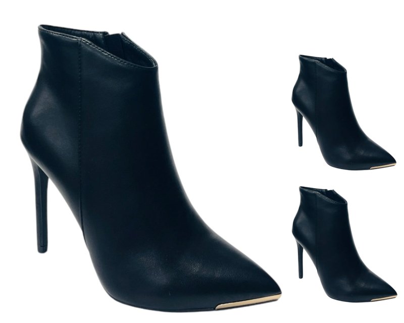 Faux Leather Stiletto Heel Ankle Boots - Boots - British D'sire