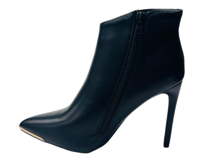 Faux Leather Stiletto Heel Ankle Boots - Boots - British D'sire