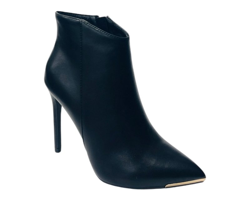 Faux Leather Stiletto Heel Ankle Boots - Boots - British D'sire