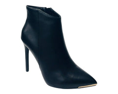 Faux Leather Stiletto Heel Ankle Boots - Boots - British D'sire