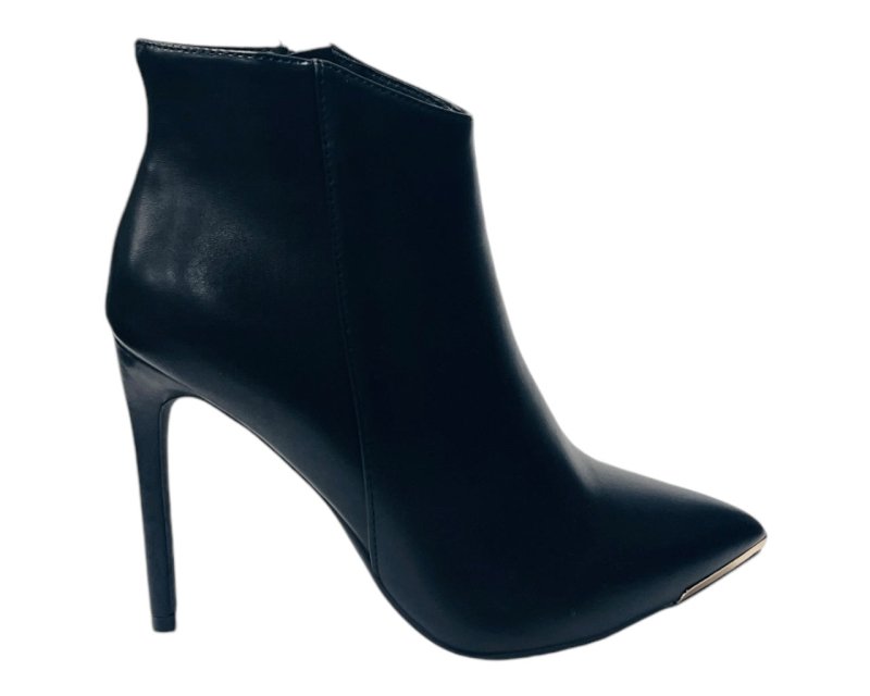 Faux Leather Stiletto Heel Ankle Boots - Boots - British D'sire