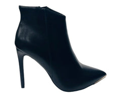 Faux Leather Stiletto Heel Ankle Boots - Boots - British D'sire