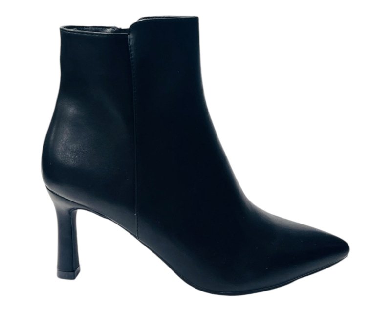 Faux Leather Stiletto Heel Zip Ankle Boots - Boots - British D'sire