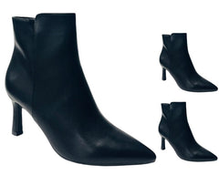 Faux Leather Stiletto Heel Zip Ankle Boots - Boots - British D'sire