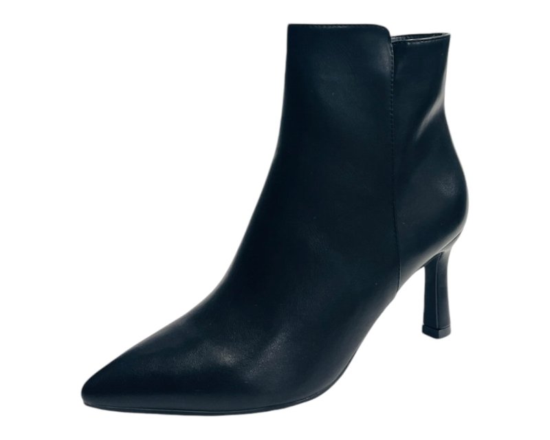 Faux Leather Stiletto Heel Zip Ankle Boots - Boots - British D'sire