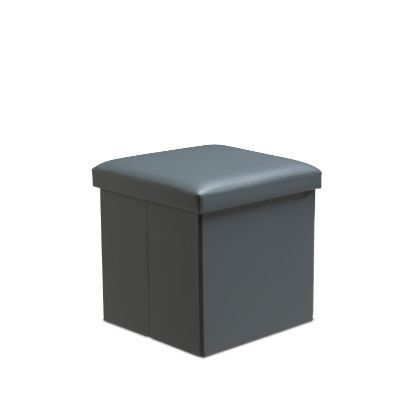 Faux Leather Storage Ottoman Storage Box With Lid Foldable - 38x38x38cm Square - British D'sire