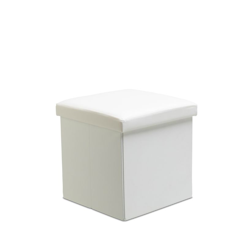 Faux Leather Storage Ottoman Storage Box With Lid Foldable - 38x38x38cm Square - British D'sire