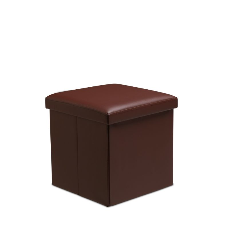 Faux Leather Storage Ottoman Storage Box With Lid Foldable - 38x38x38cm Square - British D'sire