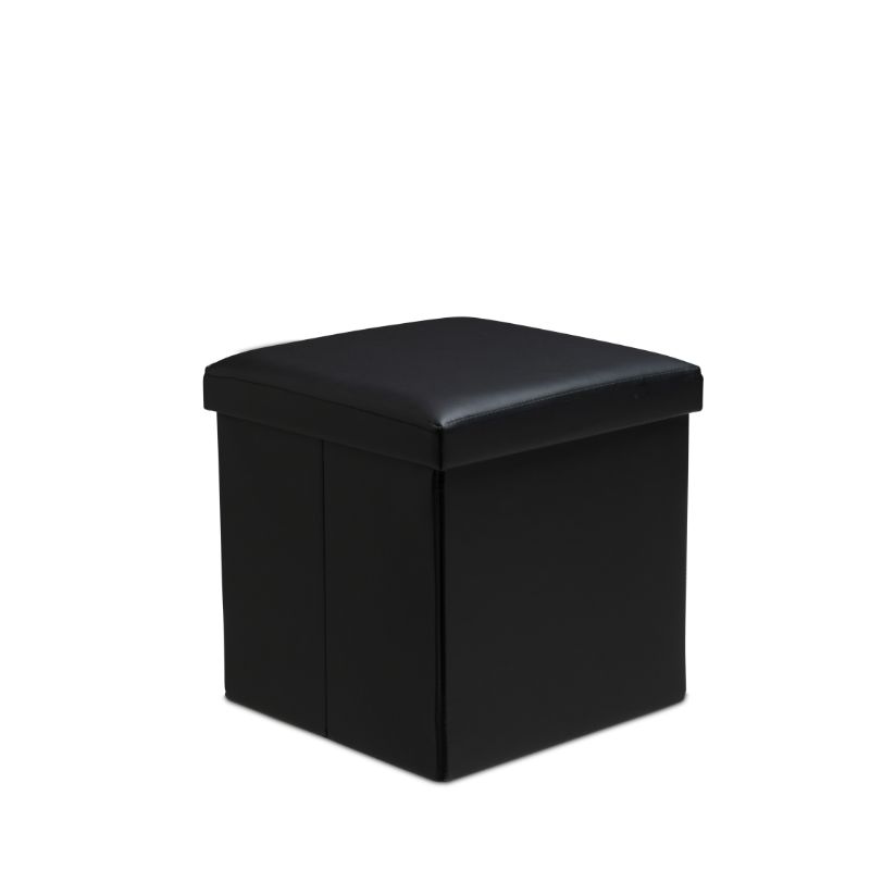 Faux Leather Storage Ottoman Storage Box With Lid Foldable - 38x38x38cm Square - British D'sire
