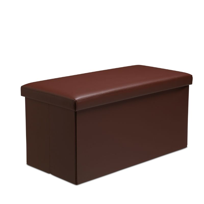 Faux Leather Storage Ottoman Storage Box With Lid Foldable - 76x38x38cm Rectangle - British D'sire Main image