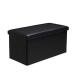 Faux Leather Storage Ottoman Storage Box With Lid Foldable - 76x38x38cm Rectangle - British D'sire