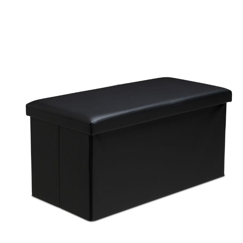 Faux Leather Storage Ottoman Storage Box With Lid Foldable - 76x38x38cm Rectangle - British D'sire