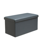 Faux Leather Storage Ottoman Storage Box With Lid Foldable - 76x38x38cm Rectangle - British D'sire