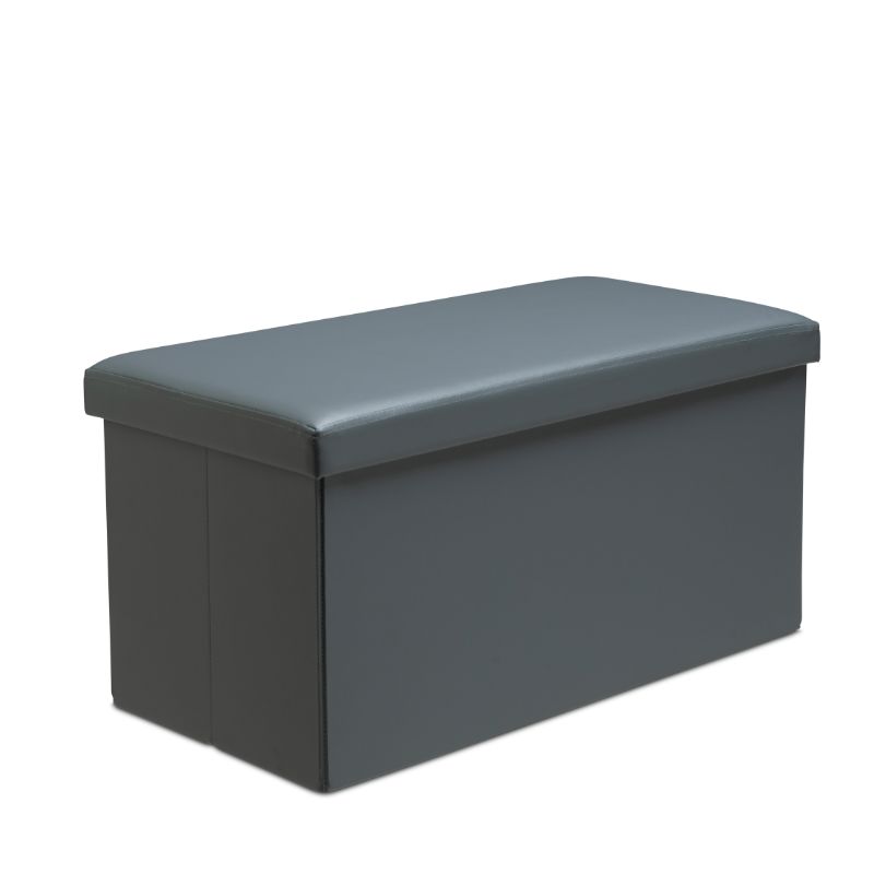 Faux Leather Storage Ottoman Storage Box With Lid Foldable - 76x38x38cm Rectangle - British D'sire