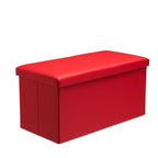 Faux Leather Storage Ottoman Storage Box With Lid Foldable - 76x38x38cm Rectangle - British D'sire