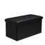 Faux Leather Storage Ottoman Storage Box With Lid Foldable - 76x38x38cm Rectangle - Black - British D'sire