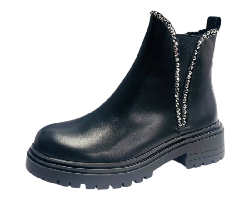 Faux Leather Stud Zip Ankle Boots - Boots - British D'sire