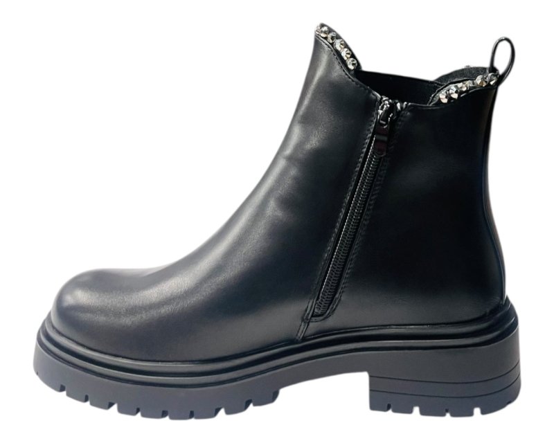 Faux Leather Stud Zip Ankle Boots - Boots - British D'sire