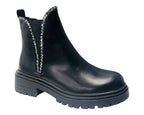 Faux Leather Stud Zip Ankle Boots - Boots - British D'sire