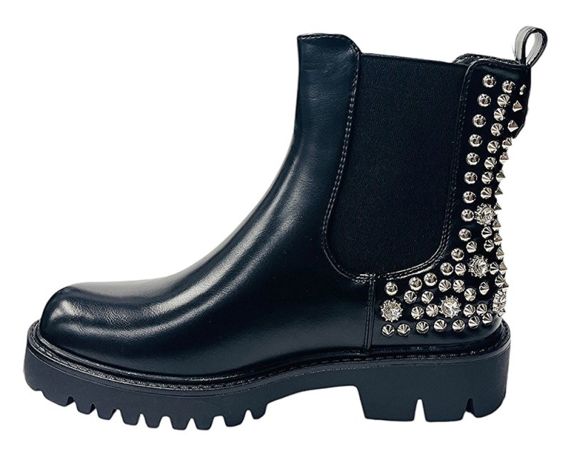 Faux Leather Studded Chelsea Ankle Boots - Boots - British D'sire