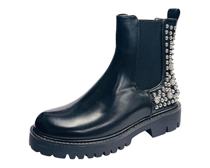 Faux Leather Studded Chelsea Ankle Boots - Boots - British D'sire