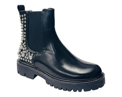 Faux Leather Studded Chelsea Ankle Boots - Boots - British D'sire