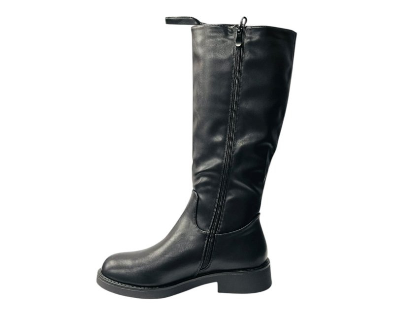 Faux Leather Zip Mid Calf Full Zip Boots - Boots - British D'sire