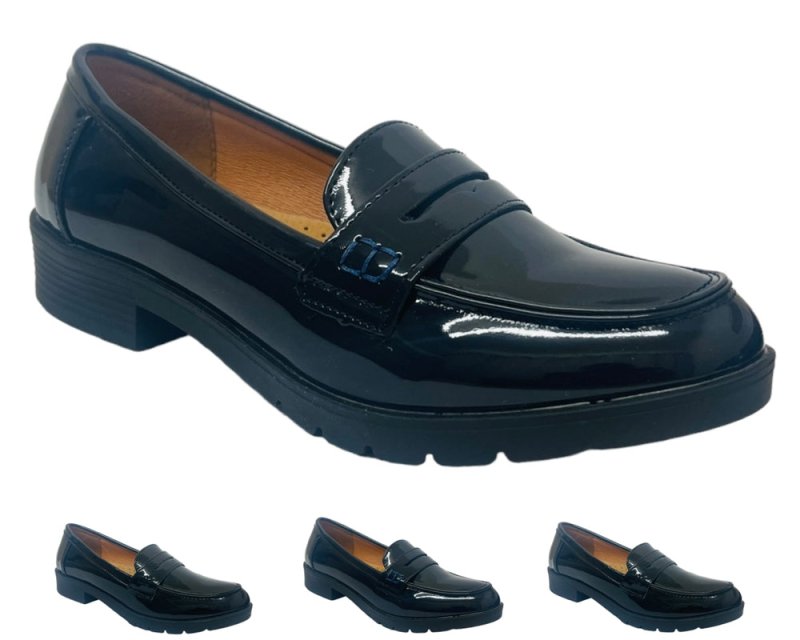Faux Patent Leather Slip On Loafers Shoes - Flats - British D'sire Main image