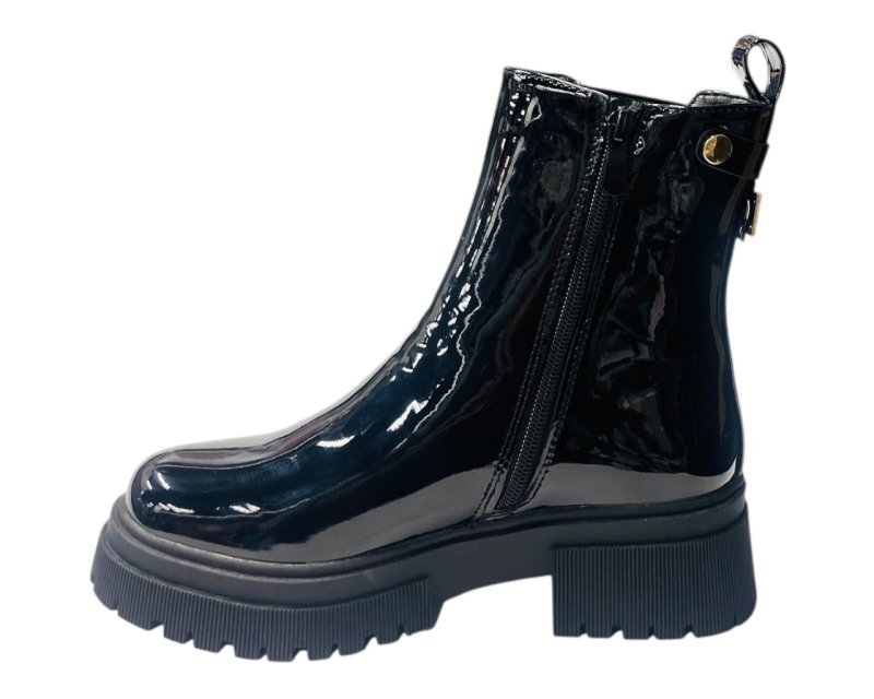 Faux Patent Leather Zip Ankle Boots - Boots - British D'sire