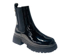Faux Patent Leather Zip Ankle Boots - Boots - British D'sire