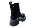 Faux Patent Leather Zip Ankle Boots - Boots - British D'sire