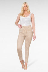 Faux suede lace up front tie skinny leg trousers - Trouser - British D'sire