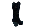 Faux Suede Western Cowboy Diamante Mid Calf Boots - Boots - British D'sire