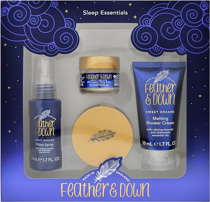 Feather & Down Sweet Dream Sleep Essentials Gift Set (50ml Pillow Spray, 50ml Melting Shower Cream, 16g All-Purpose Sleep Balm & 50ml Sleep Butter) - Cruelty Free & Vegan Friendly. Secondary image