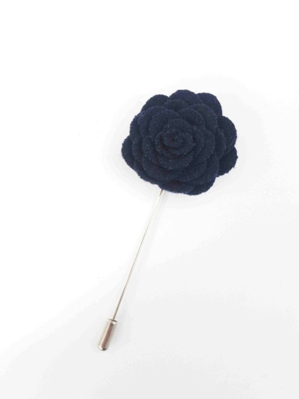 Felt Rose Lapel Pin, Navy - All Products - British D'sire