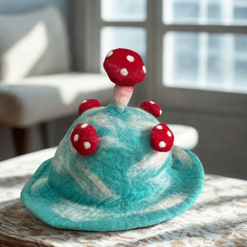 Felted Mushroom Hat - Lost In A Sky Blue - Hats - British D'sire