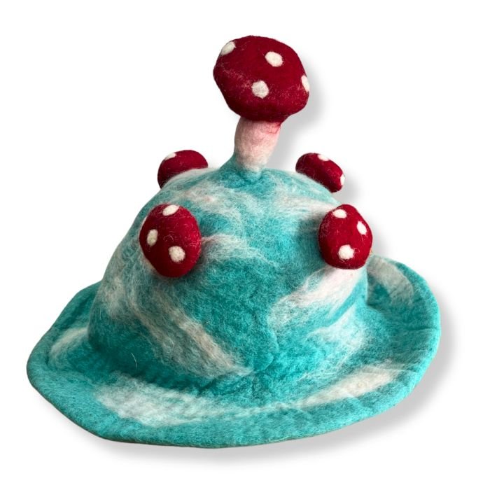Felted Mushroom Hat - Lost In A Sky Blue - Hats - British D'sire Main image