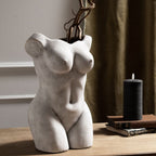 Female Figure Vase - Antique White Stoneware Decorative Vase - Vases - British D'sire