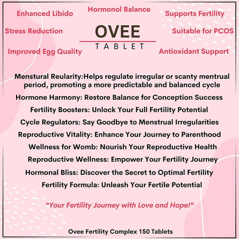 Fertility Support 4 Sets Ovee Fertility Complex Set 150 Tablets Hormone Balance Stimulate Ovulation, With Kaneka Ubiquinol for Egg Support 90 Softgel 200mg, Womb Rejuvenating Tea - Ayurvedic Medicine Supplement - British D'sire