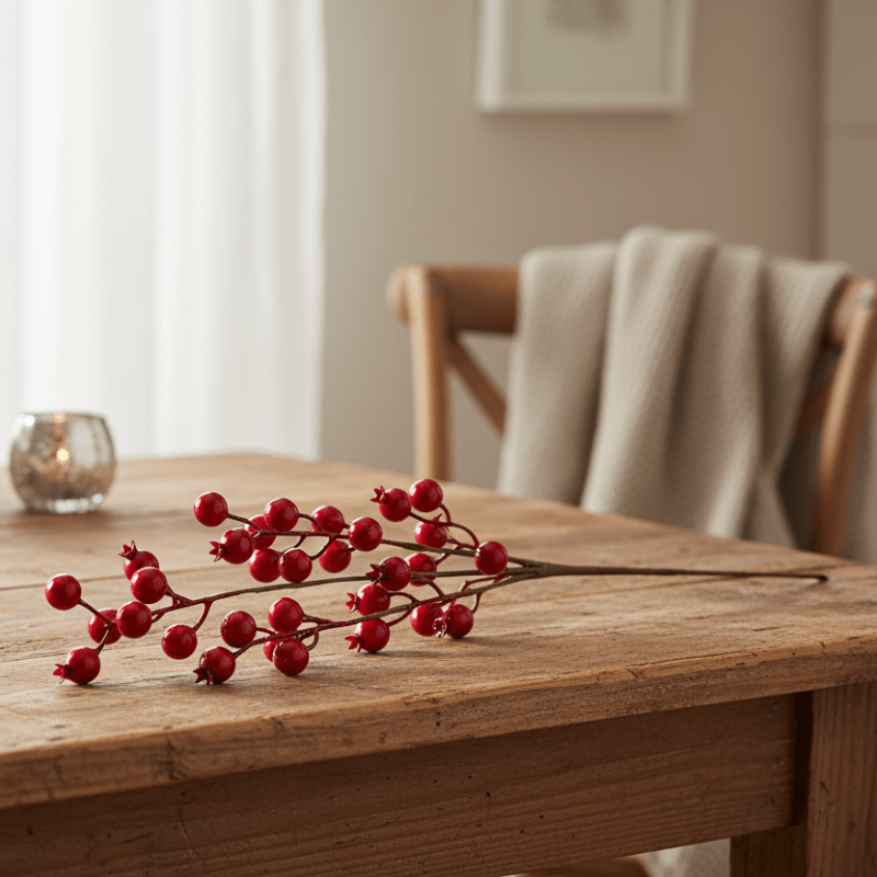 Festive Berry Branch Spray Artificial Flower Stem Secondary image
