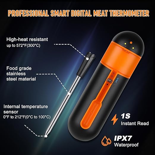 fezori Wireless Meat Thermometer, Barbecue Thermometer, 150m Range - Main Image